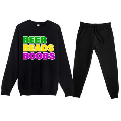 Beer Beads Boobs Premium Crewneck Sweatsuit Set