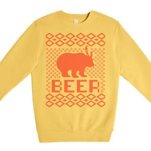 Beer Deer Hunting Ugly Christmas Premium Crewneck Sweatshirt