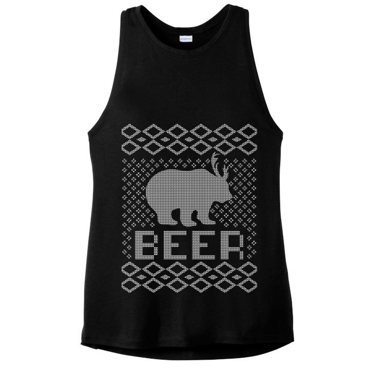 Beer Deer Hunting Ugly Christmas Ladies PosiCharge Tri-Blend Wicking Tank