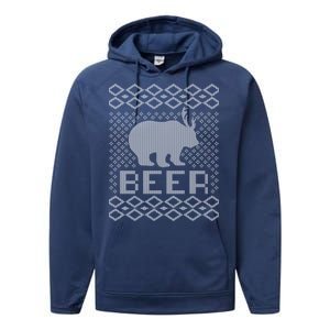 Beer Deer Hunting Ugly Christmas Performance Fleece Hoodie