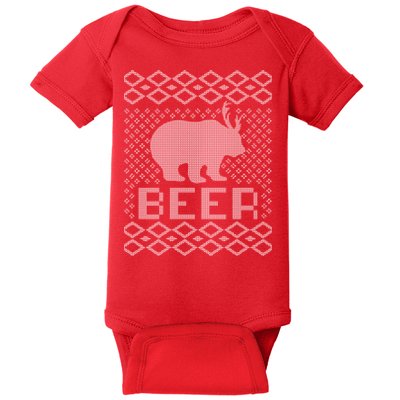 Beer Deer Hunting Ugly Christmas Baby Bodysuit
