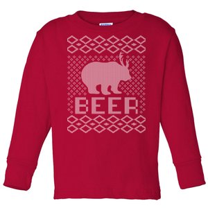 Beer Deer Hunting Ugly Christmas Toddler Long Sleeve Shirt