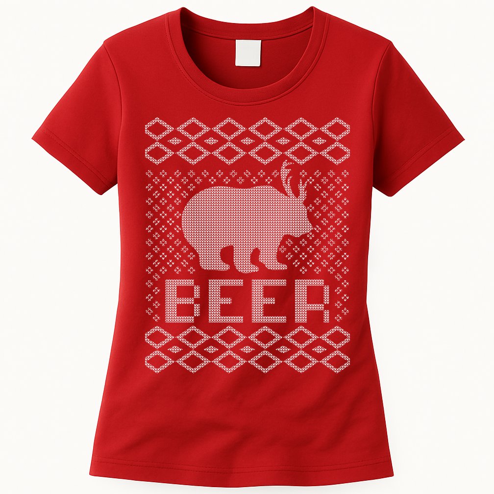 Beer Deer Hunting Ugly Christmas Womens T-Shirt