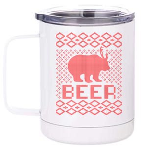 Beer Deer Hunting Ugly Christmas 12 oz Stainless Steel Tumbler Cup