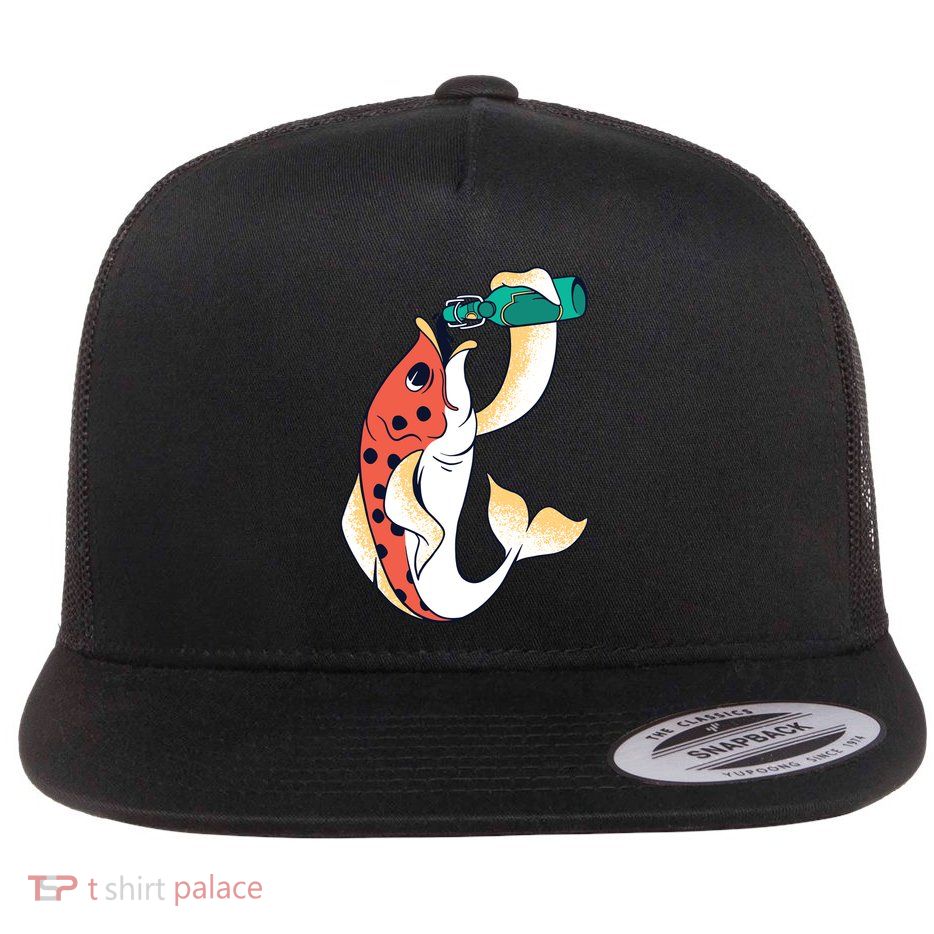 Beer Fish Flat Bill Trucker Hat