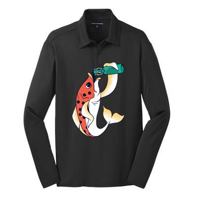 Beer Fish Silk Touch Performance Long Sleeve Polo