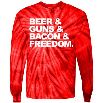 Beer Guns Bacon & Freedom Tie-Dye Long Sleeve Shirt