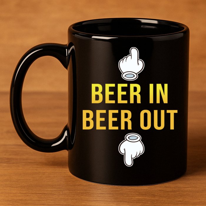 Beer In Beer Out 11oz C Handle Ceramic Mug