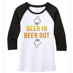 Beer In Beer Out Women's Tri-Blend 3/4-Sleeve Raglan Shirt