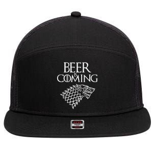 Beer Is Coming 7 Panel Mesh Trucker Snapback Hat