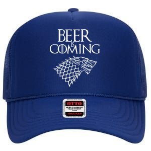 Beer Is Coming High Crown Mesh Back Trucker Hat