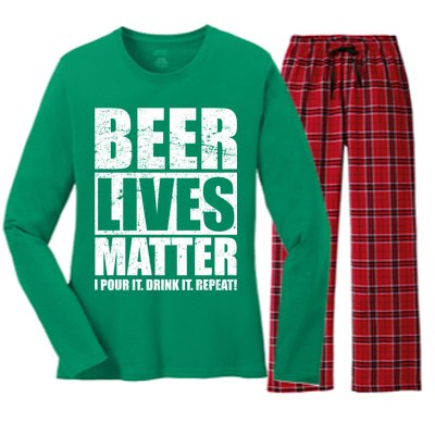 Beer Lives Matter Pour It Drink It Repeat Women's Long Sleeve Flannel Pajama Set 