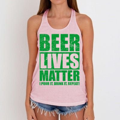 Beer Lives Matter Pour It Drink It Repeat Women's Knotted Racerback Tank