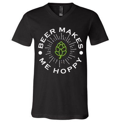 Beer Makes Me Hoppy V-Neck T-Shirt