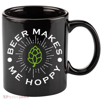 Beer Makes Me Hoppy 11oz C Handle Ceramic Mug