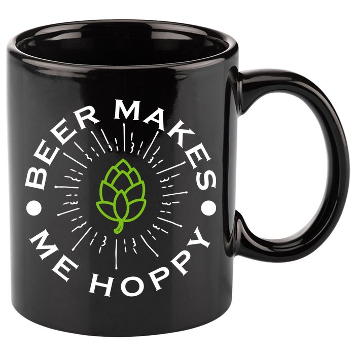 Beer Makes Me Hoppy 11oz C Handle Ceramic Mug