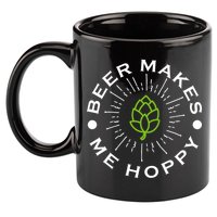 Beer Makes Me Hoppy 11oz C Handle Ceramic Mug
