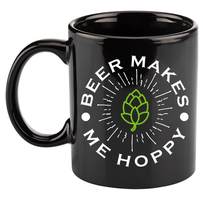 Beer Makes Me Hoppy 11oz C Handle Ceramic Mug
