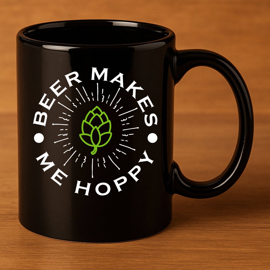 Beer Makes Me Hoppy 11oz C Handle Ceramic Mug