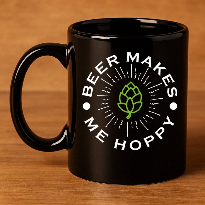 Beer Makes Me Hoppy 11oz C Handle Ceramic Mug