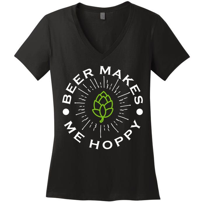 Beer Makes Me Hoppy Women's V-Neck T-Shirt