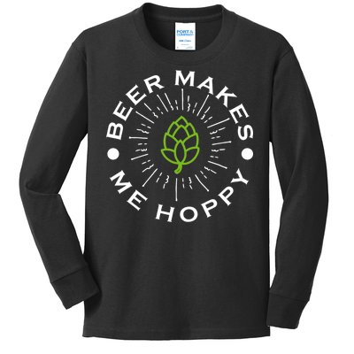 Beer Makes Me Hoppy Kids Long Sleeve Shirt