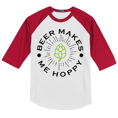 Beer Makes Me Hoppy Kids Colorblock Raglan Jersey