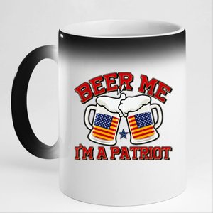 Beer Me I'm A Patriot USA Flag Beer Mugs 11oz Black Color Changing Mug