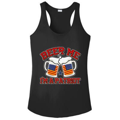 Beer Me I'm A Patriot USA Flag Beer Mugs Ladies PosiCharge Competitor Racerback Tank