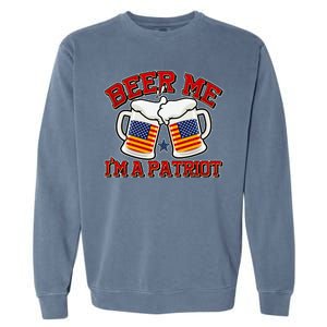 Beer Me I'm A Patriot USA Flag Beer Mugs Garment-Dyed Sweatshirt