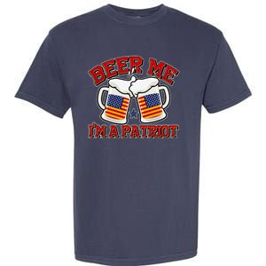 Beer Me I'm A Patriot USA Flag Beer Mugs Garment-Dyed Heavyweight T-Shirt