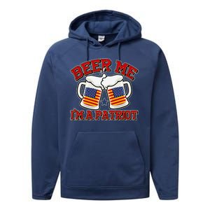 Beer Me I'm A Patriot USA Flag Beer Mugs Performance Fleece Hoodie