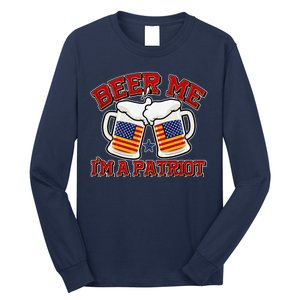 Beer Me I'm A Patriot USA Flag Beer Mugs Long Sleeve Shirt