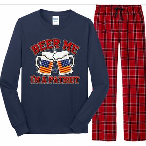 Beer Me I'm A Patriot USA Flag Beer Mugs Long Sleeve Pajama Set