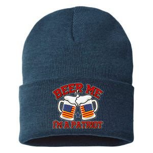 Beer Me I'm A Patriot USA Flag Beer Mugs Sustainable Knit Beanie