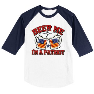 Beer Me I'm A Patriot USA Flag Beer Mugs Baseball Sleeve Shirt