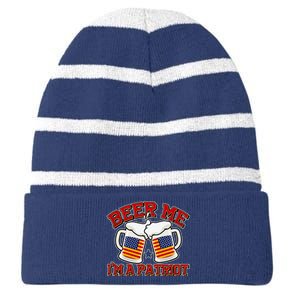 Beer Me I'm A Patriot USA Flag Beer Mugs Striped Beanie with Solid Band