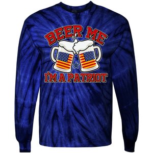 Beer Me I'm A Patriot USA Flag Beer Mugs Tie-Dye Long Sleeve Shirt