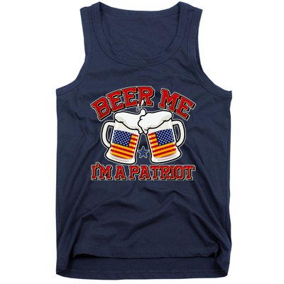 Beer Me I'm A Patriot USA Flag Beer Mugs Tank Top