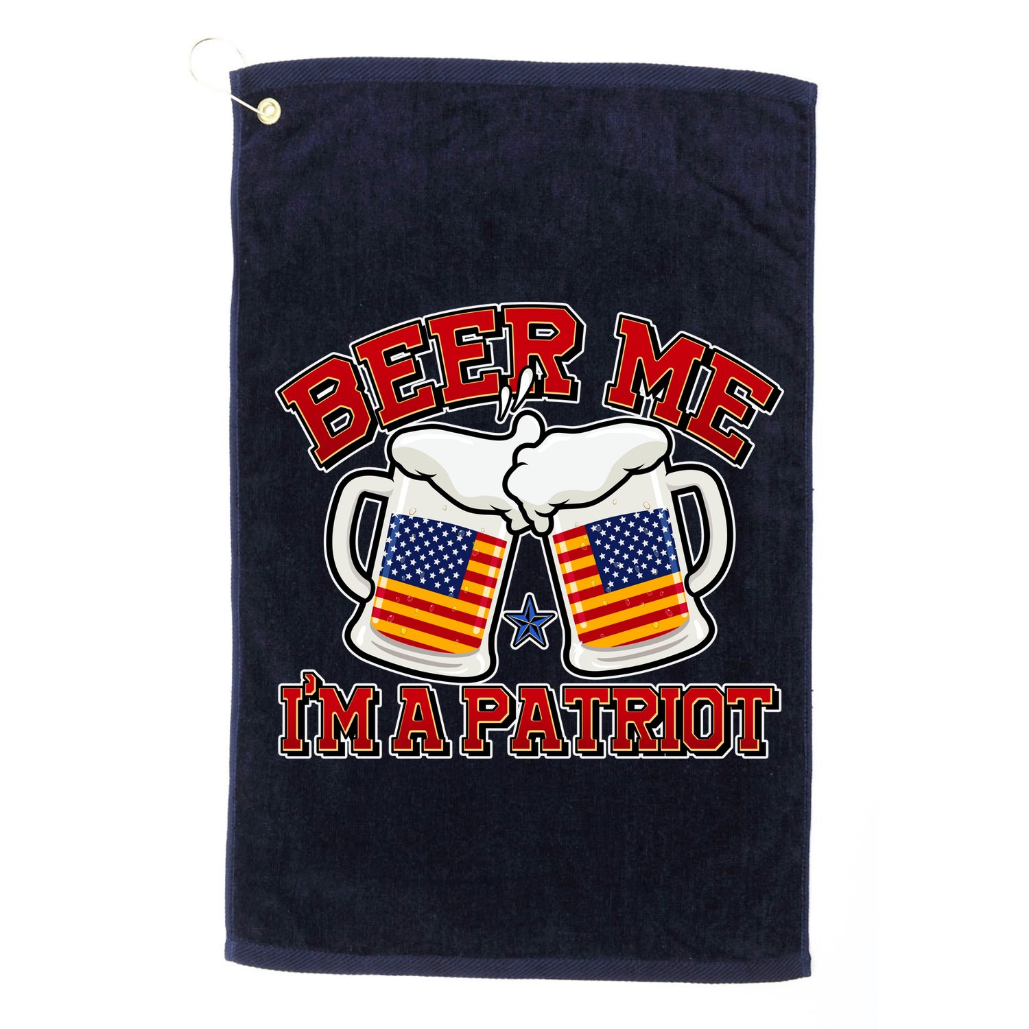 Beer Me I'm A Patriot USA Flag Beer Mugs Golf Towel