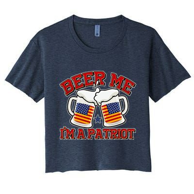 Beer Me I'm A Patriot USA Flag Beer Mugs Crop Top