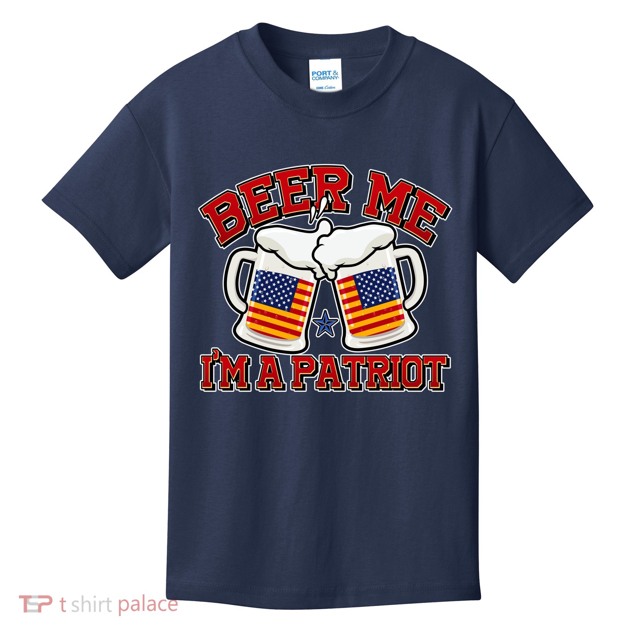 Beer Me I'm A Patriot USA Flag Beer Mugs Kids T-Shirt