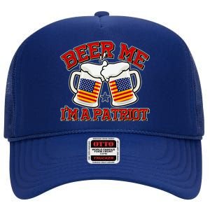 Beer Me I'm A Patriot USA Flag Beer Mugs High Crown Mesh Back Trucker Hat