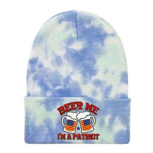 Beer Me I'm A Patriot USA Flag Beer Mugs Tie Dye 12in Knit Beanie