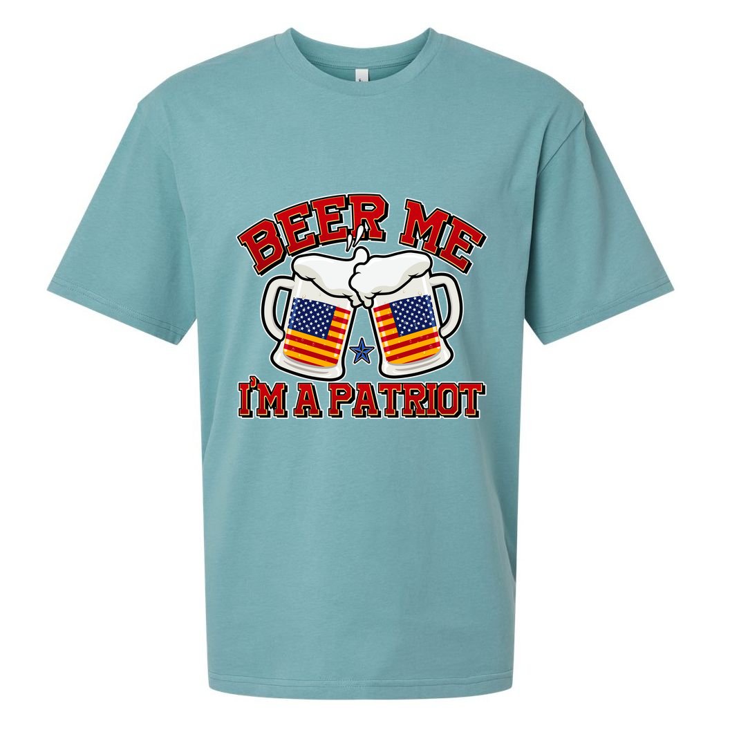 Beer Me I'm A Patriot USA Flag Beer Mugs Sueded Cloud Jersey T-Shirt