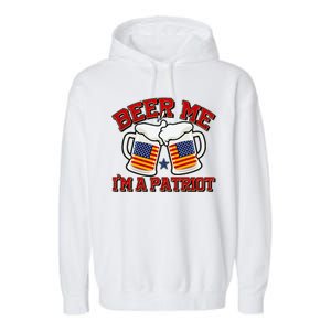 Beer Me I'm A Patriot USA Flag Beer Mugs Garment-Dyed Fleece Hoodie