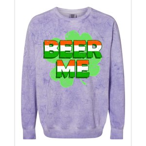 Beer Me St. Patrick's Day Irish Flag Clover Colorblast Crewneck Sweatshirt