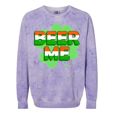 Beer Me St. Patrick's Day Irish Flag Clover Colorblast Crewneck Sweatshirt