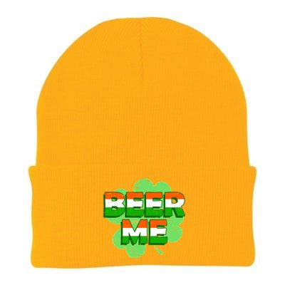 Beer Me St. Patrick's Day Irish Flag Clover Knit Cap Winter Beanie