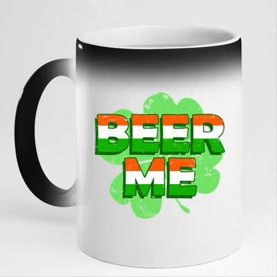 Beer Me St. Patrick's Day Irish Flag Clover 11oz Black Color Changing Mug